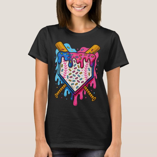 Baseball Boys Ice Cream Drick Baseball T Shirt (Framsida)