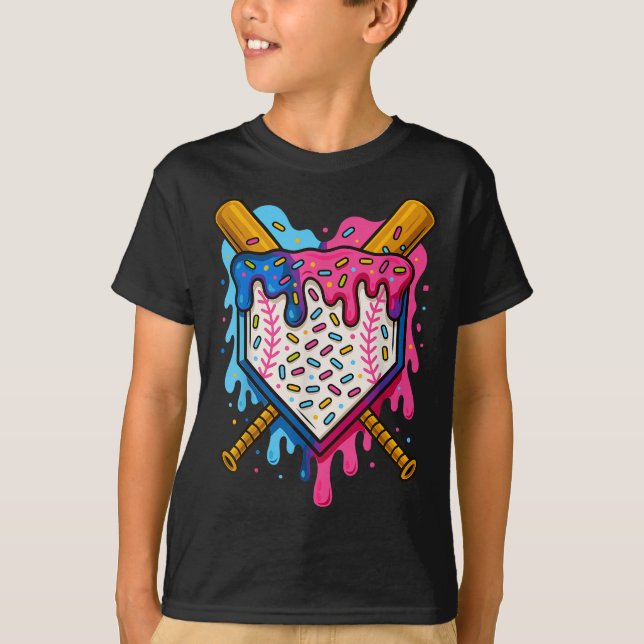 Baseball Boys Ice Cream Drick Baseball T Shirt (Framsida)