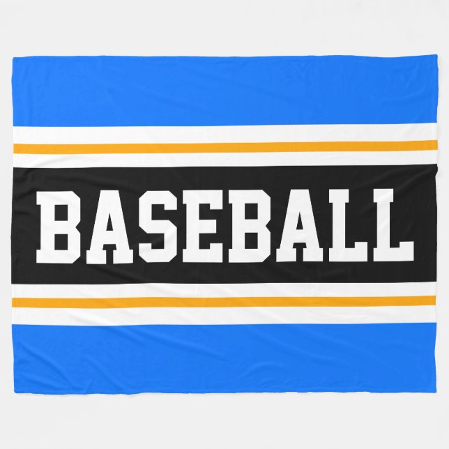 BASEBALL Bright Blue Gult Black Athletic Rand Fleecefilt (Framsidan (Horisontell))