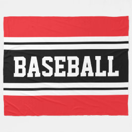 BASEBALL Bright Red Black White Tävla Rand Fleecefilt