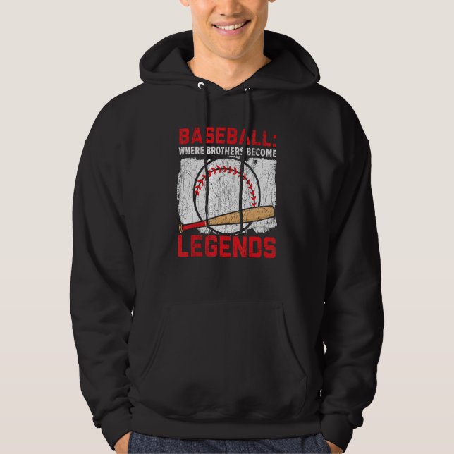 Baseball Brother Baseball Player Brotherhood Sibli Hoodie (Framsida)