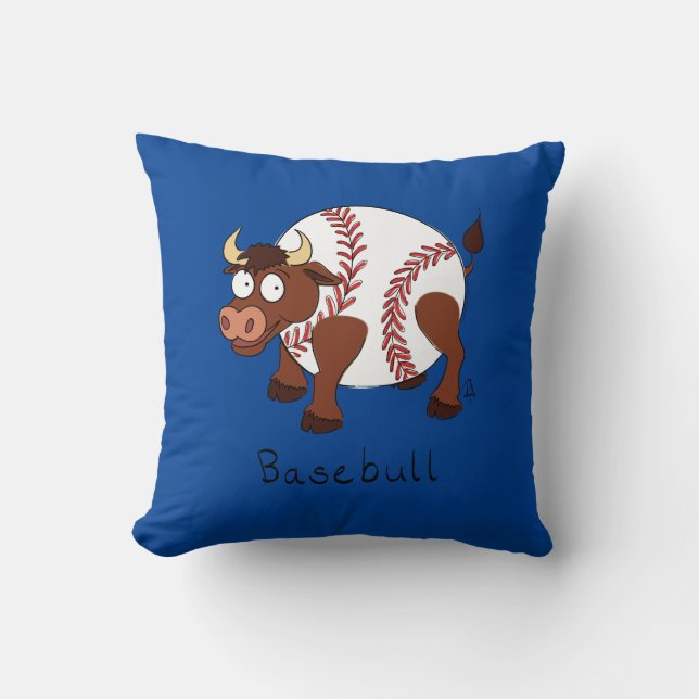 Baseball Bull Sports Funny Kids Kudde (Framsida)