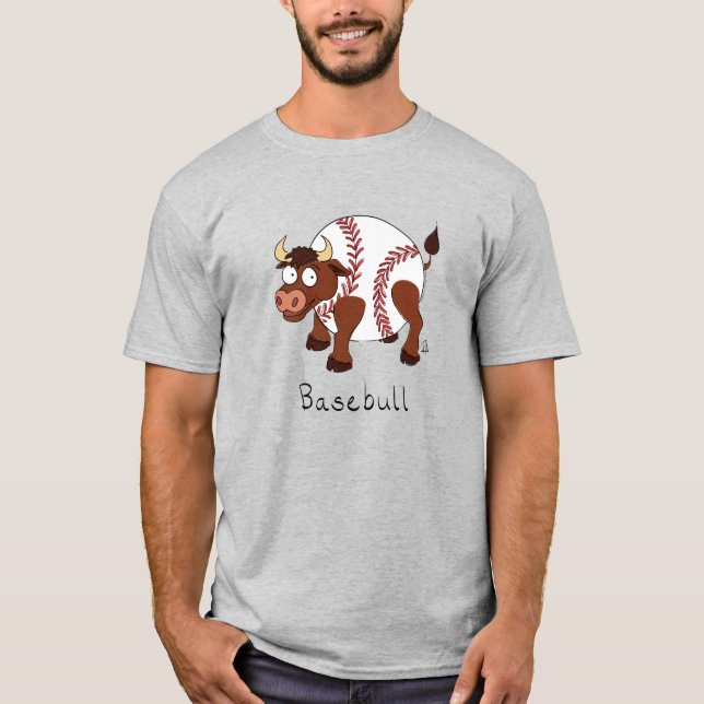 Baseball Bull Sports Funny Kids T Shirt (Framsida)