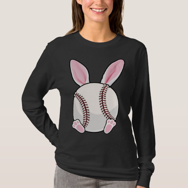 Baseball Bunny Ears Eggs Costume Easter Day Boys M T Shirt (Framsida)