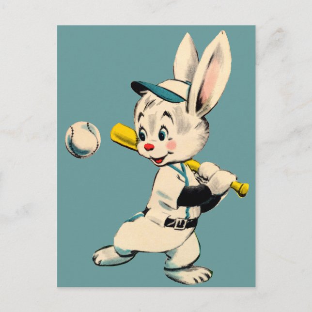 Baseball Bunny i blått Vykort (Framsida)