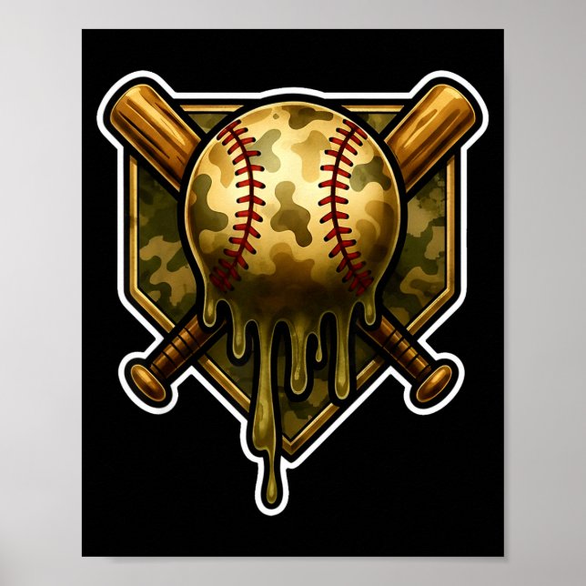 Baseball Camo Drip Ice Cream Youth Boys Srts  Poster (Framsidan)