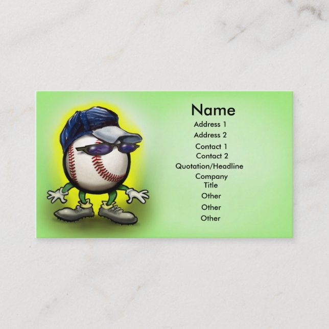 Baseball Cap Card-kopia, Namn, Adress 1, Addres... Visitkort (Framsida)