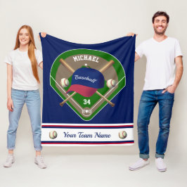 Baseball Cap Fladdermus Diamond Namn Number Team Fleecefilt