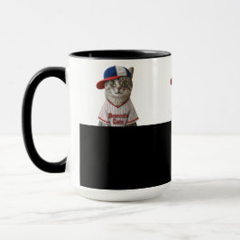 Baseball Cat, Katze mit Basecap und Baseball Shirt Mugg