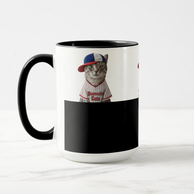Baseball Cat, Katze mit Basecap und Baseball Shirt Mugg (Vänster)