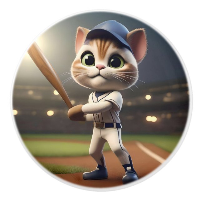 Baseball Cat-Redot är nedtryckt för att spela. Knopp (Framsidan)