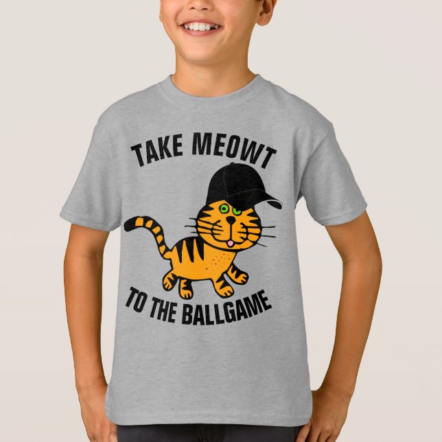BASEBALL CAT TAR MEOWT T-SHIRTS KIDS BOYS TES (Framsida)