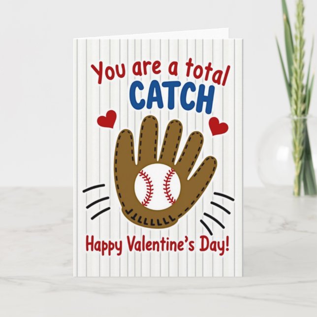 Baseball Catch Valentine Card Kort (Framsida)