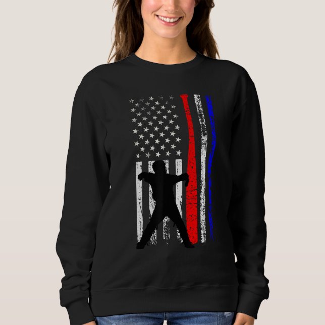 Baseball Catcher 4th of July American Flag Patriot T Shirt (Framsida)