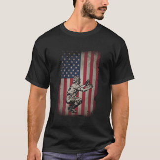 Baseball Catcher American Flagga Usa Patriotic T Shirt