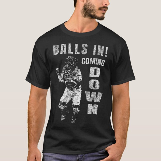 Baseball Catcher - Bollar in! Kommer ner! T Shirt (Framsida)