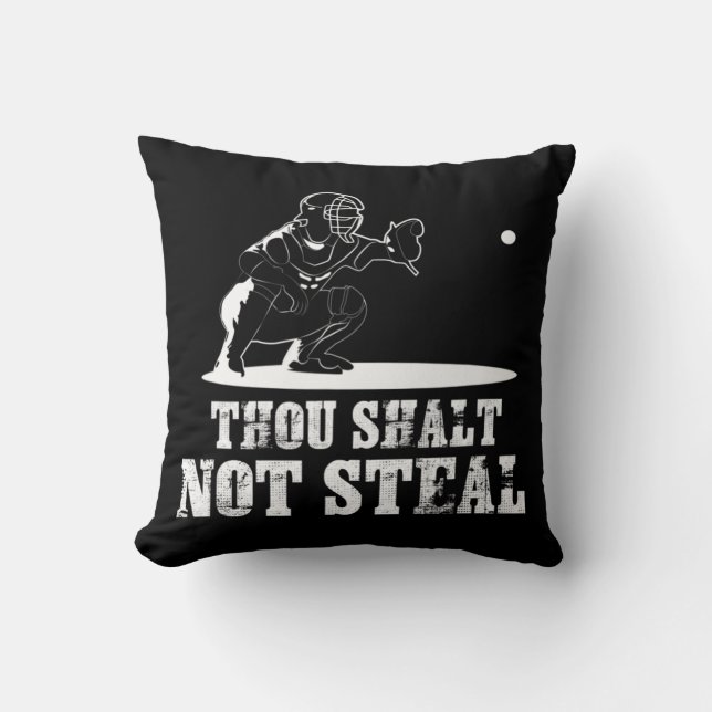 Baseball Catcher dig Shalt Not Steal - Religiösa Kudde (Framsida)
