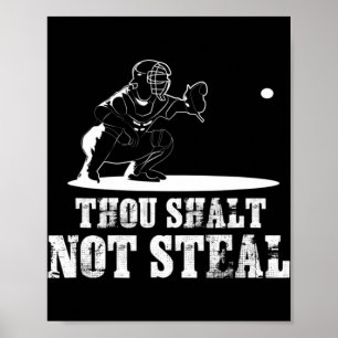 Baseball Catcher dig Shalt Not Steal - Religiösa Poster