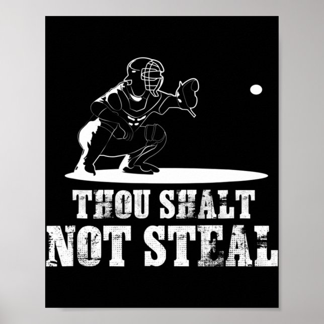 Baseball Catcher dig Shalt Not Steal - Religiösa Poster (Framsidan)