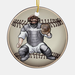 Baseball Catcher eget namn eller namn Julgransprydnad Keramik