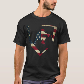 Baseball Catcher Gear-konstruktionen American Flag T Shirt