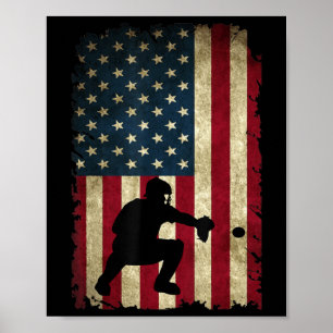 Baseball Catcher Gear Sports American Flagga Littl Poster