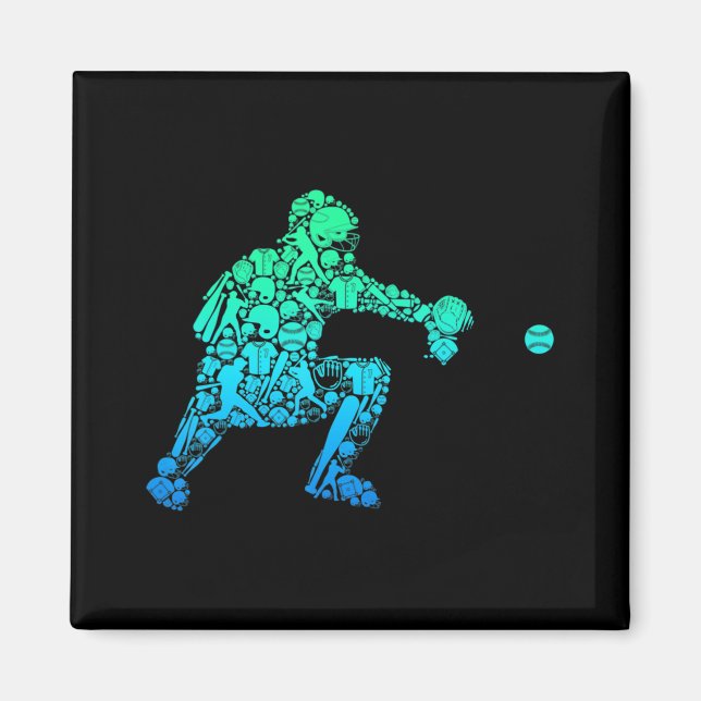 Baseball Catcher Manar Kids Boys för unga spelare Magnet (Framsidan)