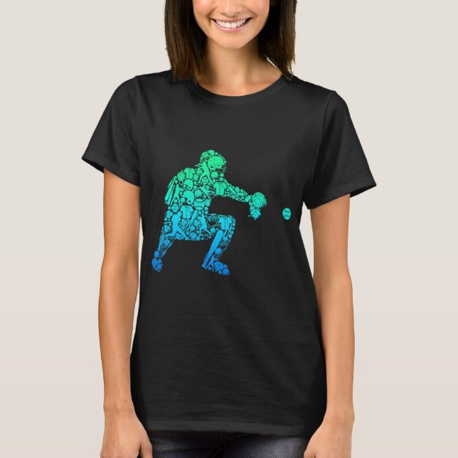 Baseball Catcher Manar Kids Boys för unga spelare T Shirt (Framsida)