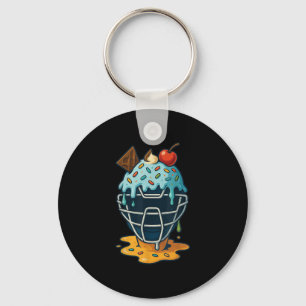 Baseball Catcher Mask Ice Cream Drip Sprinkles Des Nyckelring