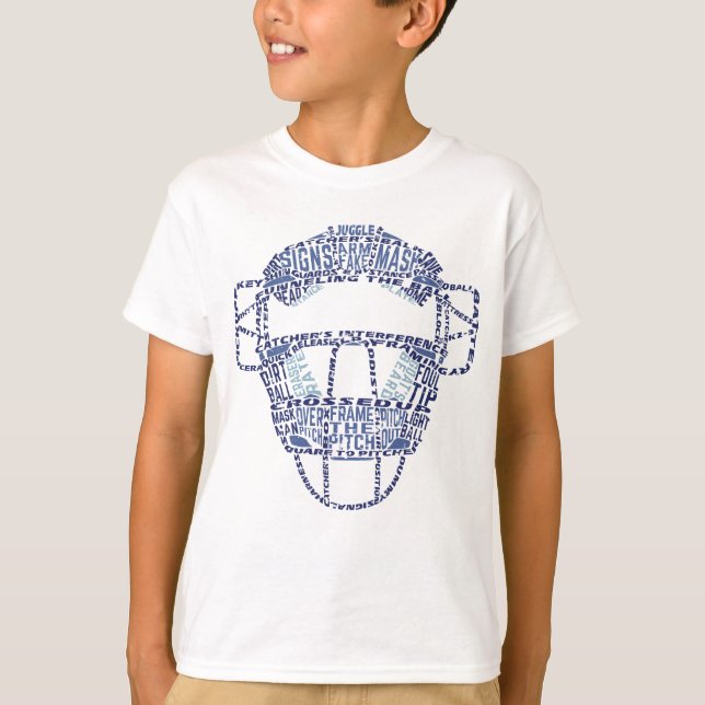Baseball Catcher masktypografi Tee Shirt (Framsida)