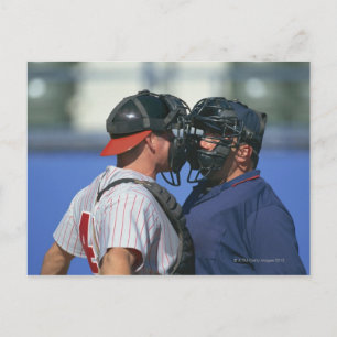 Baseball Catcher och Umpire Arguing Vykort