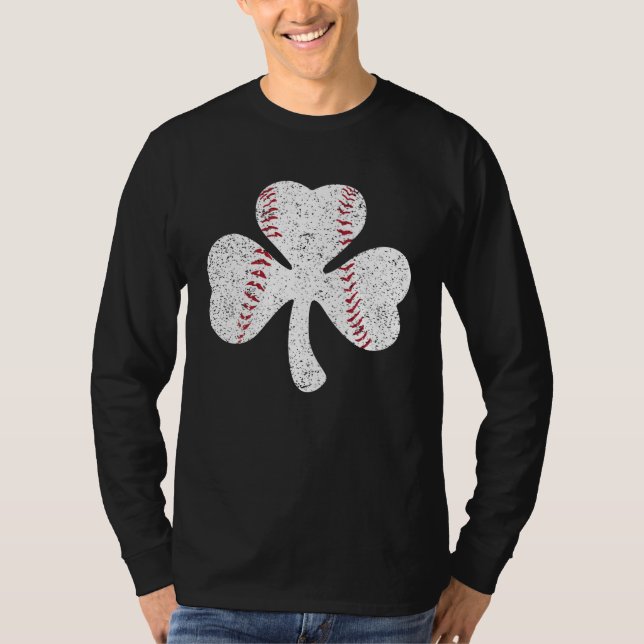 Baseball Catcher Pitcher Shamrock  St Patricku2019 T Shirt (Framsida)