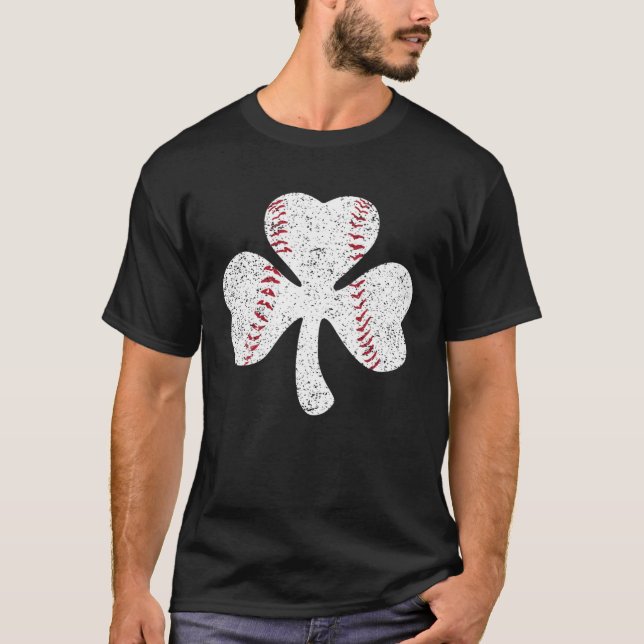 Baseball Catcher Pitcher Shamrock  St Patricku2019 T Shirt (Framsida)