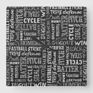Baseball Chalkboard Terms Fyrkantig Klocka