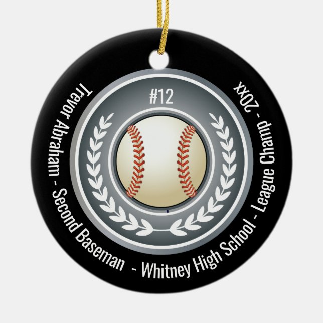 Baseball Champion Player School Black Julgransprydnad Keramik (Framsidan)