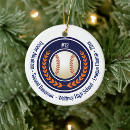 Baseball Champion Player School Blue Julgransprydnad Keramik