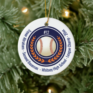 Baseball Champion Player School Blue Julgransprydnad Keramik