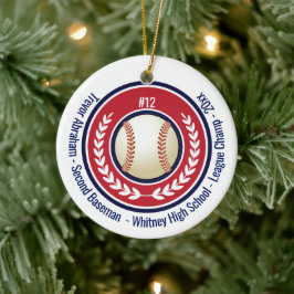 Baseball Champion Player School Red, White Blue Julgransprydnad Keramik