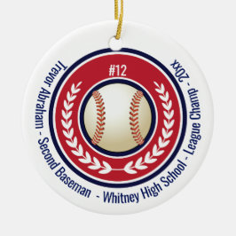 Baseball Champion Player School Red, White Blue Julgransprydnad Keramik