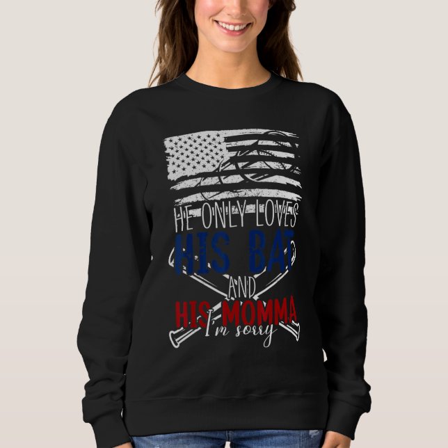 Baseball Cheer Mom  He Only Loves His Bat & His Mo T Shirt (Framsida)