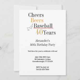 Baseball Cheers och Öl 40:e födelsedagen Party Inbjudningar