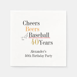 Baseball Cheers och Öl 40:e födelsedagen Party Pappersservett
