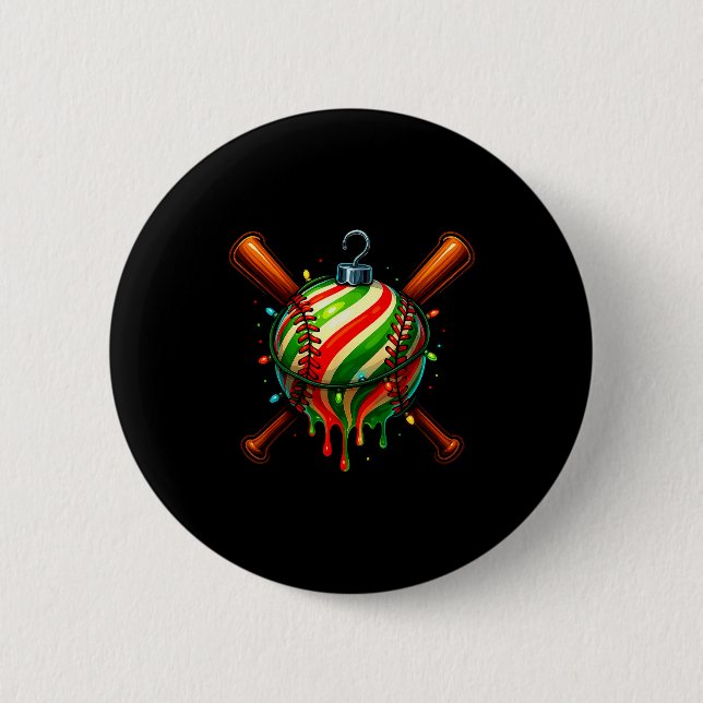 Baseball Christmas Ice Cream Drip Baseball Dripng  Knapp (Framsida)