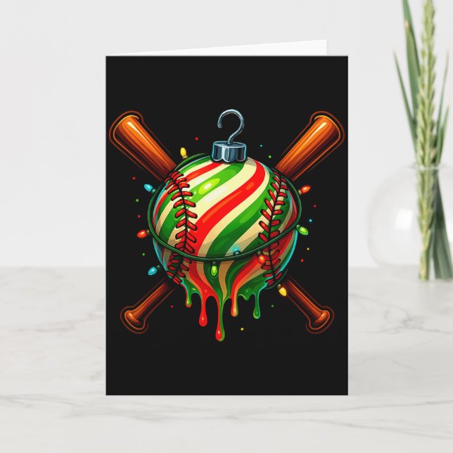 Baseball Christmas Ice Cream Drip Baseball Dripng  Kort (Framsida)