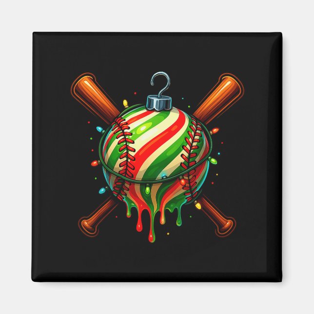 Baseball Christmas Ice Cream Drip Baseball Dripng  Magnet (Framsidan)