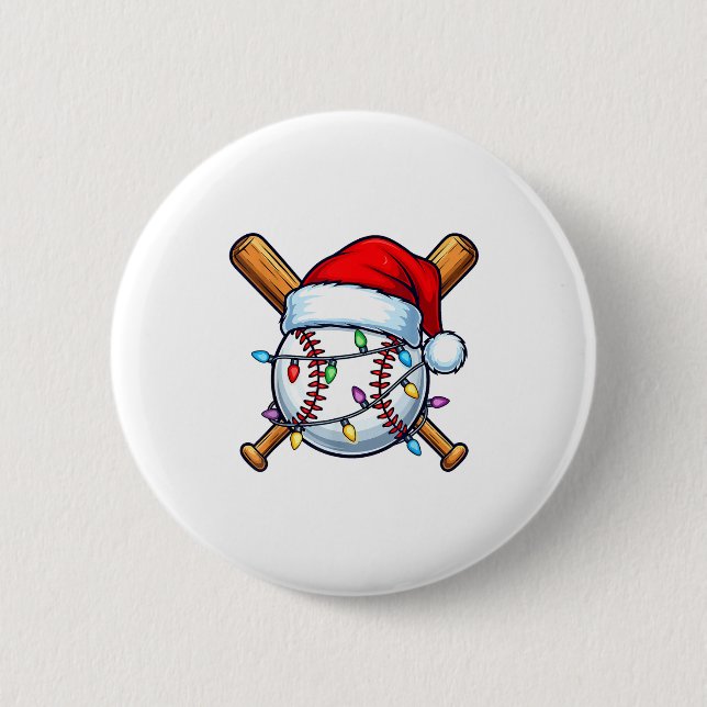 Baseball Christmas Lights Santa Christmas Baseball Knapp (Framsida)