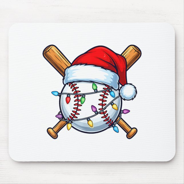 Baseball Christmas Lights Santa Christmas Baseball Musmatta (Framsidan)