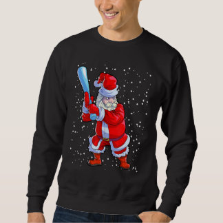 Baseball Christmas Men Boys Softball Santa Claus Lång Ärmad Tröja