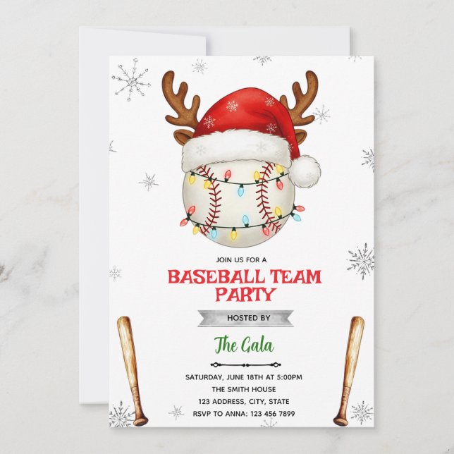 Baseball Christmas Party Invitation Inbjudningar (Framsida)