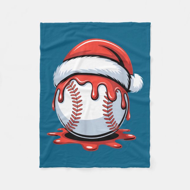 Baseball Christmas Santa Hat Dripng Festive Holida Fleecefilt (Framsidan)